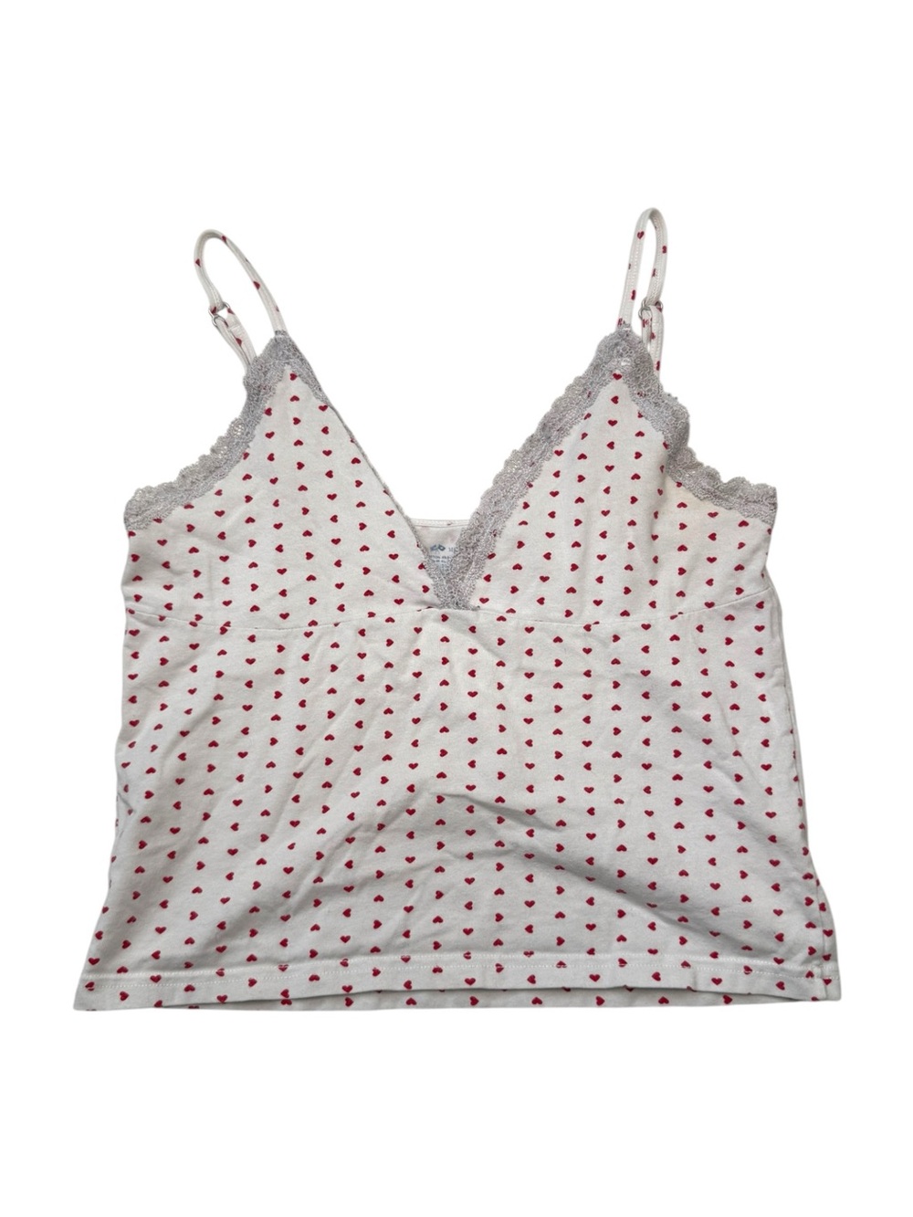 Brandy Melville White Cami with Red Heart Details